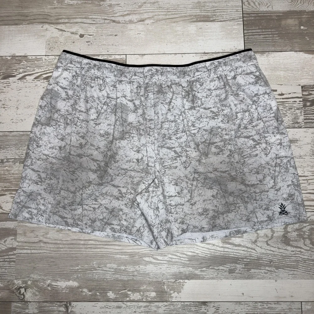 Chubbies Shorts Mens 2XL Gray‎ White 5.5 Inseam Marble Print Drawstring